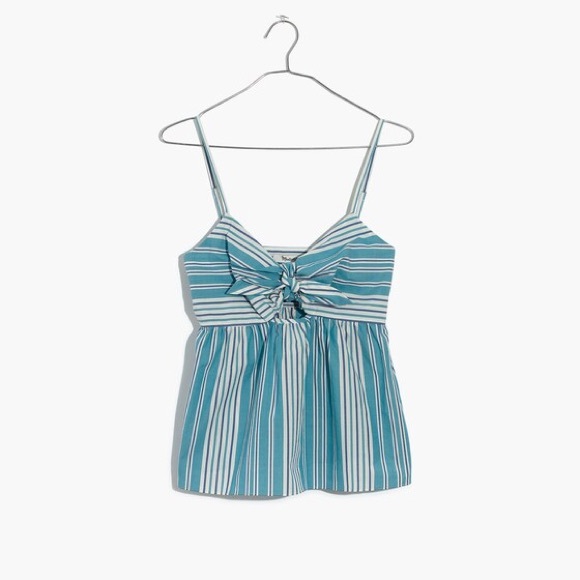 Madewell Tops - Madewell Blue & White Striped Tie-Front Keyhole Cami Tank Top Size 4